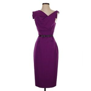 Adrianna Papell Black Halo Jackie O Purple Asymmetrical Sheath Dress